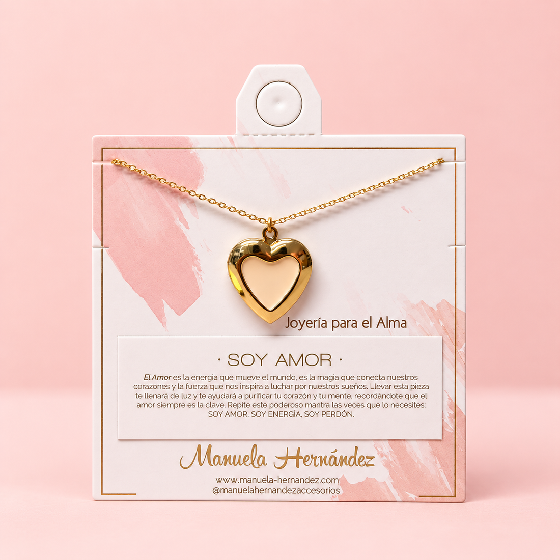 COLLAR RELICARIO CORAZON ESMALTADO - SOY AMOR