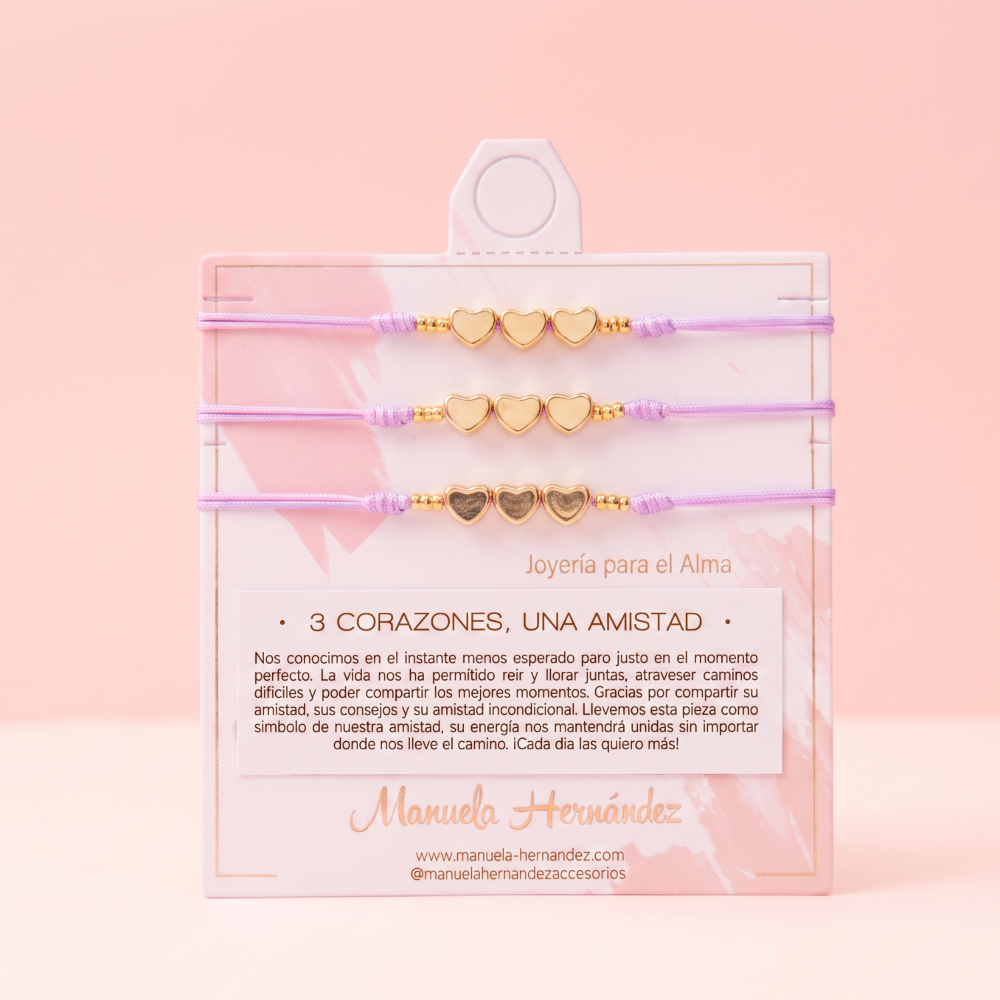 PULSERAS AMIGAS - 3 CORAZONES 1 AMISTAD