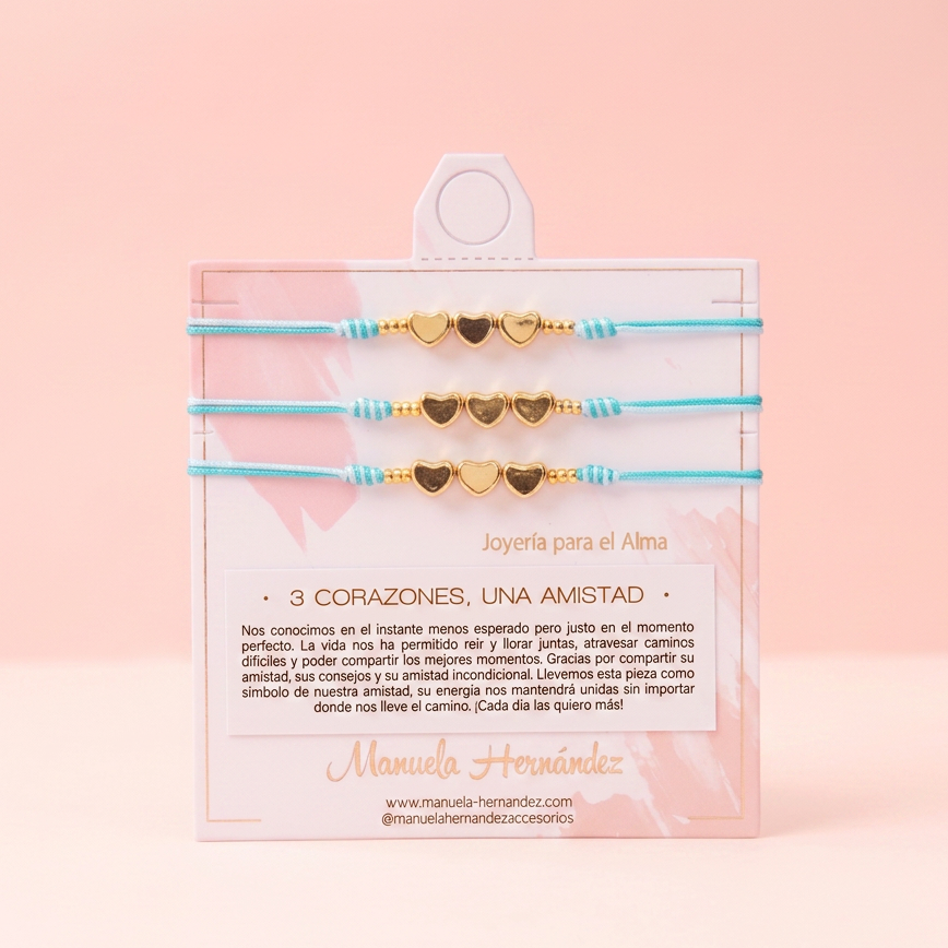PULSERAS AMIGAS - 3 CORAZONES 1 AMISTAD
