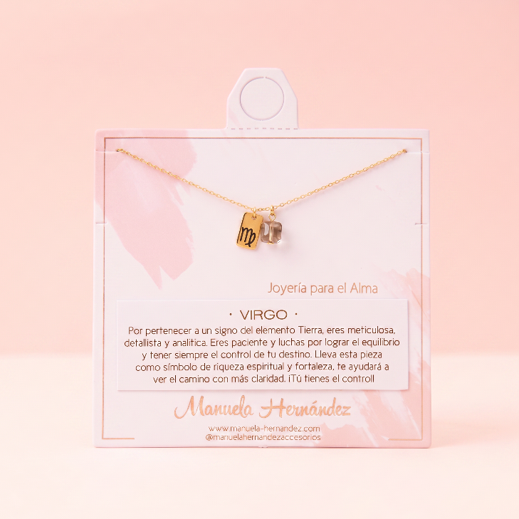 COLLAR SIGNO ZODIACAL CON PLACA Y CUARZO