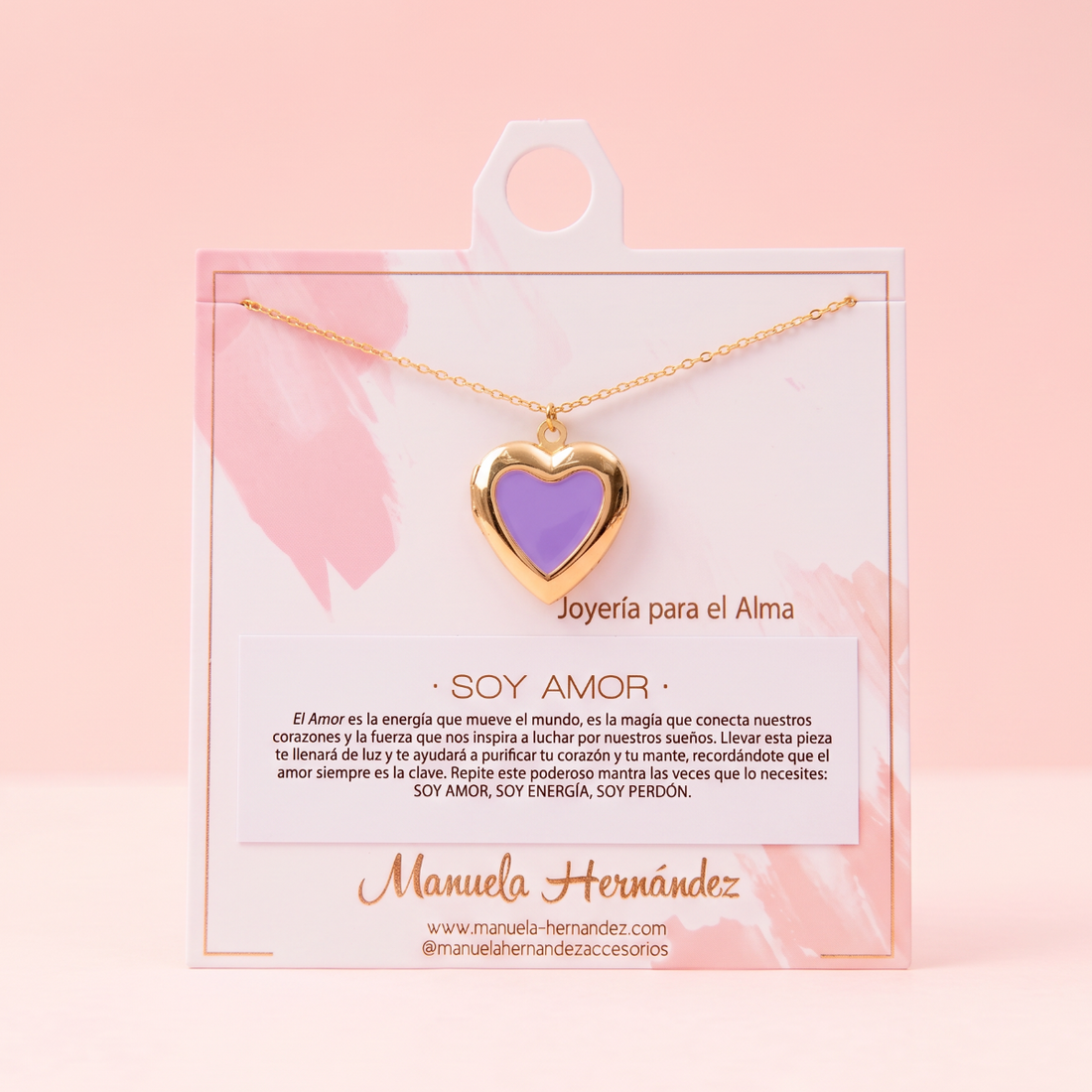 COLLAR RELICARIO CORAZON ESMALTADO - SOY AMOR